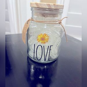 RAE DUNN Glass jar with 25 hair ties